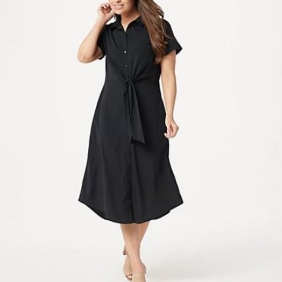 Du Jour Dresses & Skirts - Du Jour Button Front Shirt Midi Dress w Tie Detail